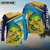 Maxcorners Mahi-mahi Fishing V Line Blue Pattern Sport Jersey Personalized Name Long Sweat Shirt