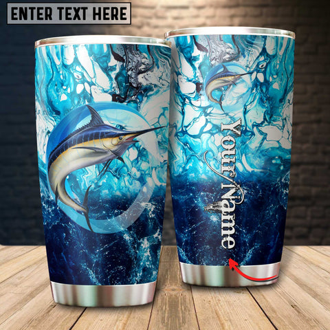 Maxcorners Marlin Fishing Color Circle Of Water Pattern Tumbler Customize Name