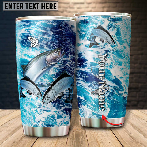 Maxcorners Chinook Fishing Color Water Flow Pattern Tumbler Customize Name