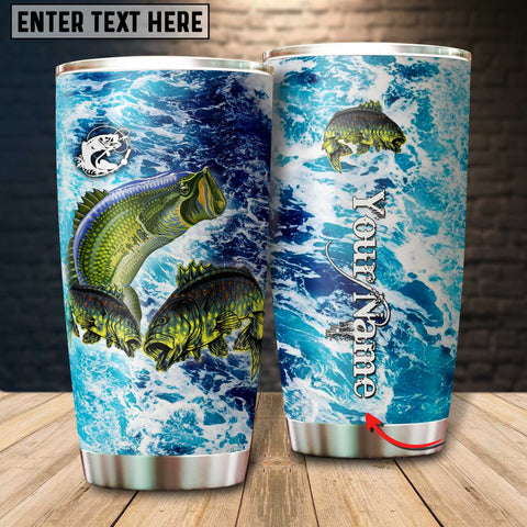 Maxcorners Bass Fishing Color Water Flow Pattern Tumbler Customize Name