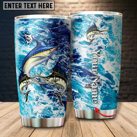 Maxcorners Marlin Fishing Color Water Flow Pattern Tumbler Customize Name