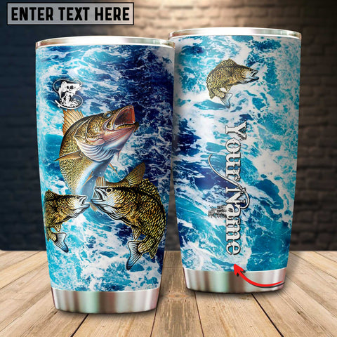 Maxcorners Walleyes Fishing Color Water Flow Pattern Tumbler Customize Name