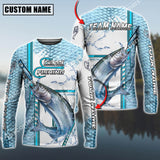 Maxcorners Chinook Fishing Blue Line Skin Fish Pattern Sun Protection Personalized Name And Team Name Long Sweat Shirt