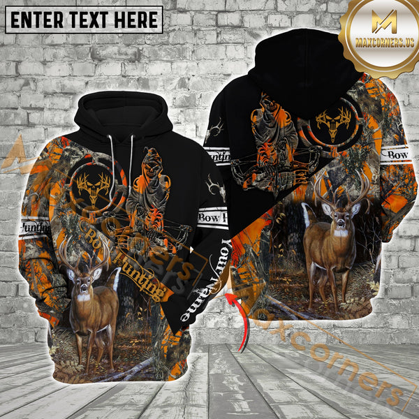 Maxcorners Deer Hunting Orange Camo Reaper Pattern  Custom Name Shirt 3D All Over Printed Clothes