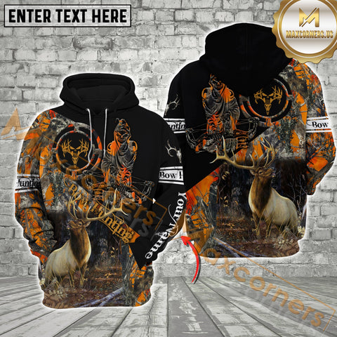 Maxcorners Elk Hunting Orange Camo Reaper Pattern  Custom Name Shirt 3D All Over Printed Clothes