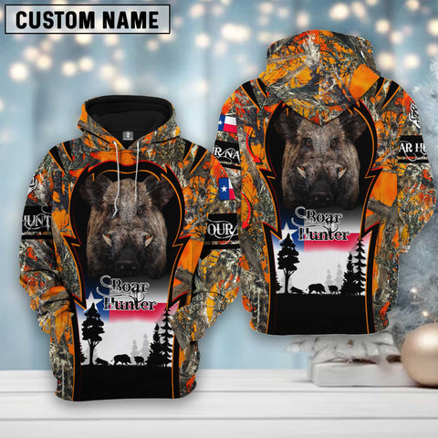 Maxcorners Custom Name Texas Camouflage Pattern Boar Hunting Shirt 3D All Over Printed Clothes