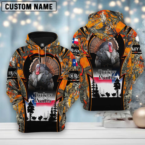 Maxcorners Custom Name Texas Camouflage Pattern Turkey Hunting Shirt 3D All Over Printed Clothes