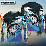 Maxcorners Salmon Fishing Hexagon Pattern Pro Sport Jersey Sun Protection Personalized Name, Team Name Long Sleeve Shirt