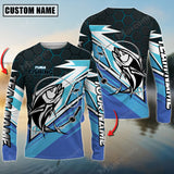 Maxcorners Tuna Fishing Hexagon Pattern Pro Sport Jersey Sun Protection Personalized Name, Team Name Long Sleeve Shirt