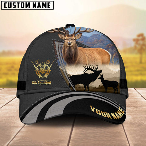 Maxcorners Majestic Elk Hunting Multicolor Personalized Name 3D Cap