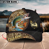 Maxcorners Personalized Pike Fishing Grass Camo Pattern Premium Classic 3D Cap