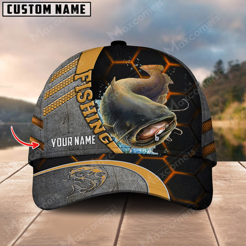 Maxcorners Personalized Catfish Fishing Peaked Retro Classic 3D Cap