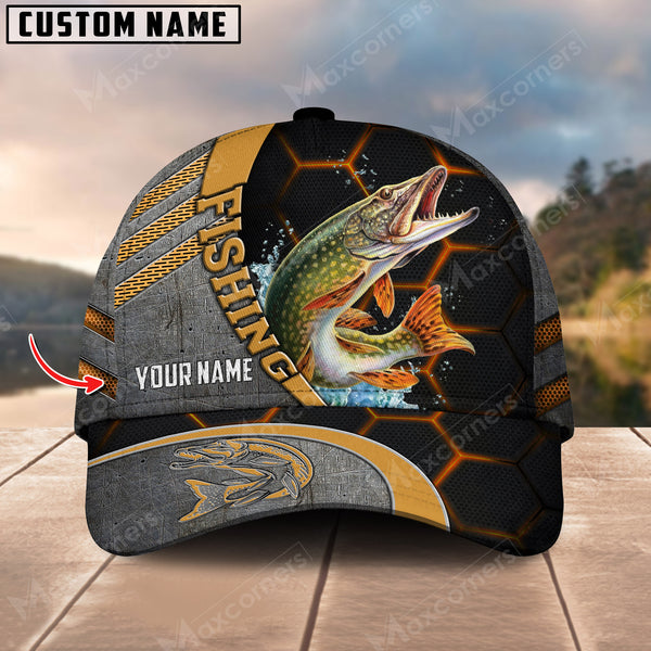 Maxcorners Personalized Pike Fishing Peaked Retro Classic 3D Cap