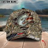 Maxcorners Personalized Stripped Bass Fishing Premium Crack Camo Classic 3D Cap