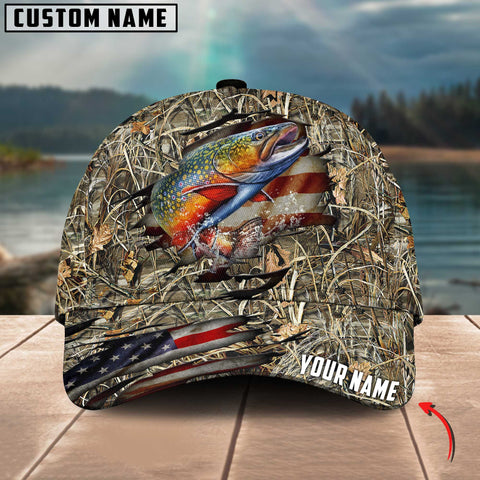 Maxcorners Personalized Trout Fish Fishing Premium Crack Camo Classic 3D Cap