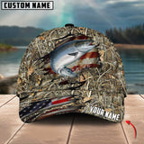 Maxcorners Personalized Salmon Fishing Premium Crack Camo Classic 3D Cap