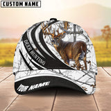 Maxcorners Flag Deer Hunting Art Black Leather Pattern Personalized Hats 3D Multicolored