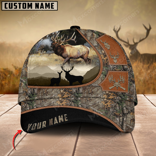Maxcorners Elk Leather Pattern Art Hunting Personalized Cap 3D Multicolored