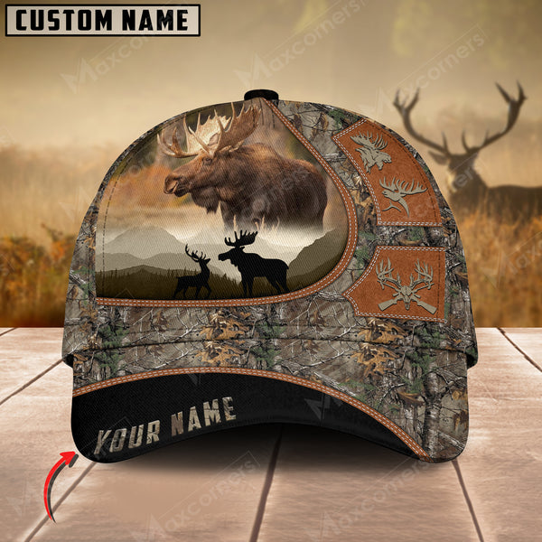 Maxcorners Moose Leather Pattern Art Hunting Personalized Cap 3D Multicolored