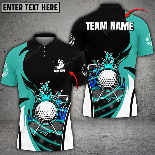 Max Corner Customized Name Flame Art Golf Lover Ball Multicolor Sport Jersey Pattern Custom 3D Polo Shirt