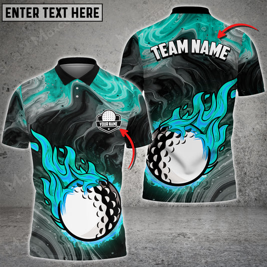 Max Corner Customized Name Galaxy Purple Art Flame Golf Ball Multicolor Sport Jersey Pattern Custom 3D Polo Shirt