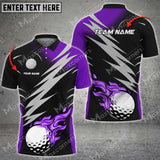 MaxCorners Customized Name Fire Golf Ball Multicolor Sport Jersey Custom 3D Polo Shirt