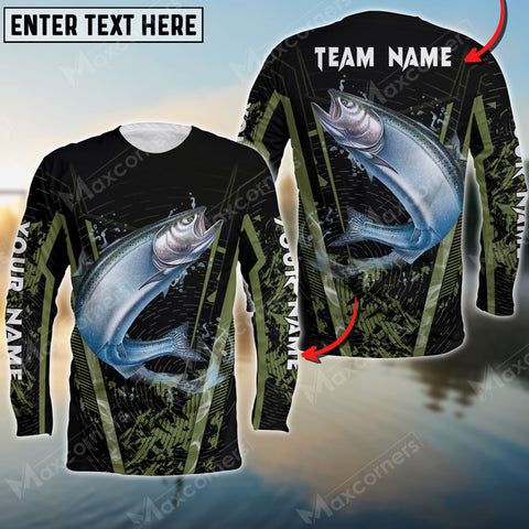 Maxcorners Chinook Fishing Water Moss Green Pattern Sun Protection Personalized Name, Team Name Long Sleeve Shirt