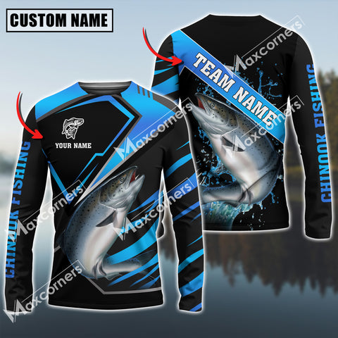 Maxcorners Chinook Fishing Blue Water Pro Sport Jersey Sun Protection Personalized Name, Team Name Long Sleeve Shirt