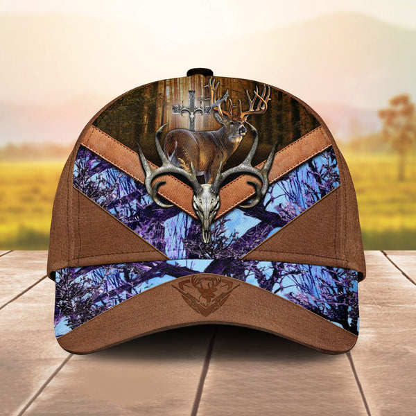 Maxcorners Cross Deer Hunting X-Leather Personalized Hats 3D Multicolored
