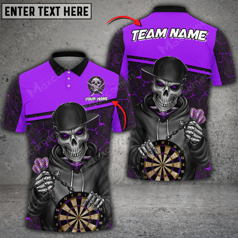 Maxcorners Darts Skull Magma Pattern Color Options Personalized Name, Team Name Unisex 3D Shirt