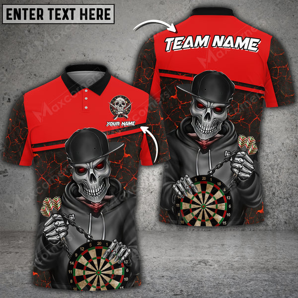 Maxcorners Darts Skull Magma Pattern Color Options Personalized Name, Team Name Unisex 3D Shirt
