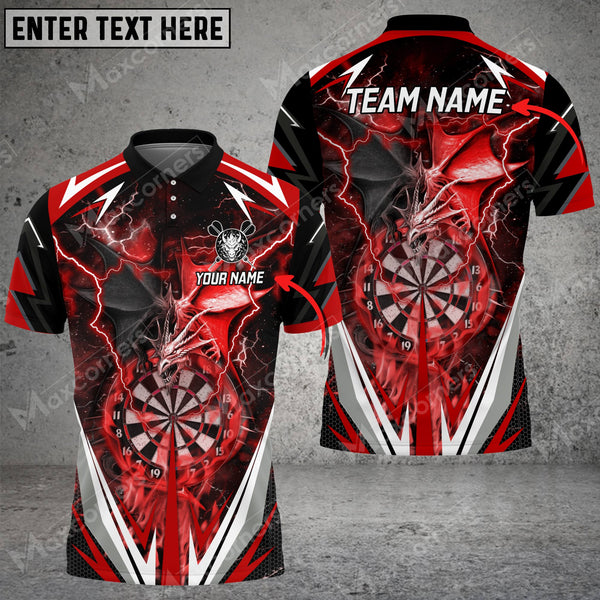 Maxcorners Darts Dragon Lightning Jersey Multicolor Options Personalized Name, Team Name Unisex 3D Shirt
