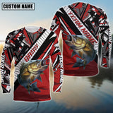 Maxcorners Bass Fishing Black And Red Walleye Personalized Name And Team Name Long Sweat Shirt