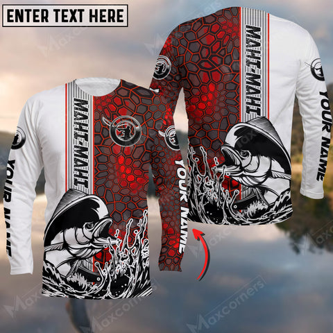 Maxcorners Mahi-Mahi Fishing Red Camo Personalized Name And Team Name Long Sweat Shirt