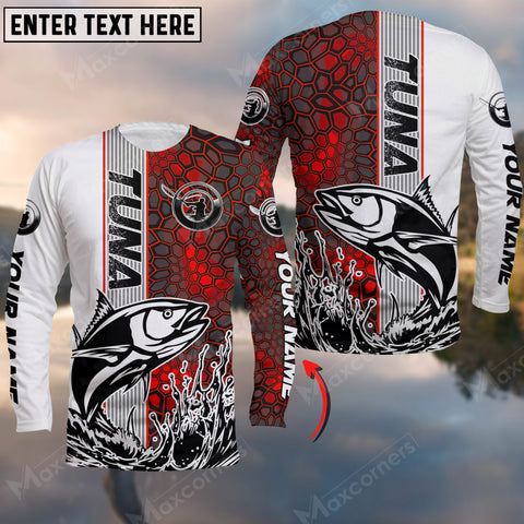 Maxcorners Tuna Fishing Red Camo Personalized Name And Team Name Long Sweat Shirt