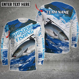 Maxcorners Chinook Fishing Blue Pattern Sport Jersey Personalized Name And Team Name Long Sweat Shirt