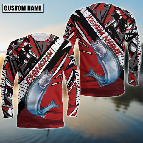 Maxcorners Chinook Fishing Black And Red Walleye Personalized Name And Team Name Long Sweat Shirt