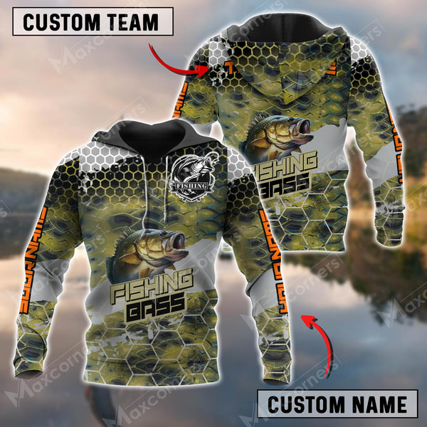 Max Corners Bass Fishing Sport Jersey Green Personalized Name and Team Name Combo Hoodie & Sweatpant