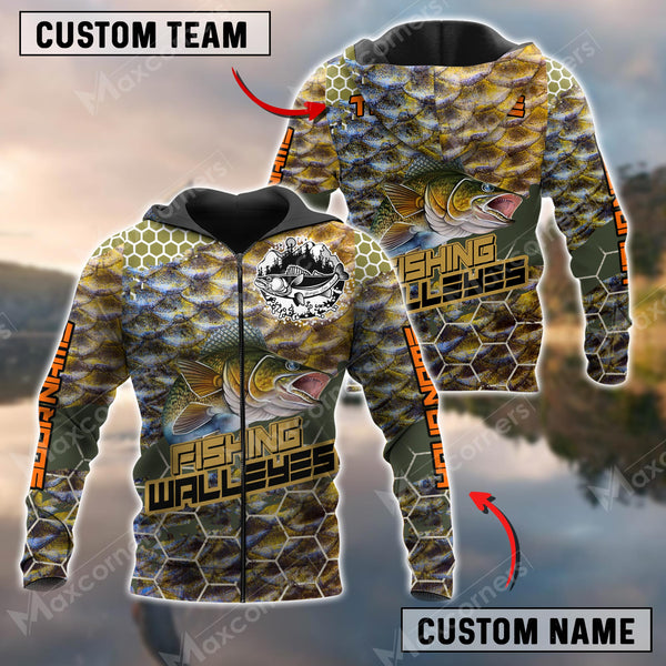 Max Corners Walleyes Fishing Sport Jersey Green Personalized Name and Team Name Combo Hoodie & Sweatpant