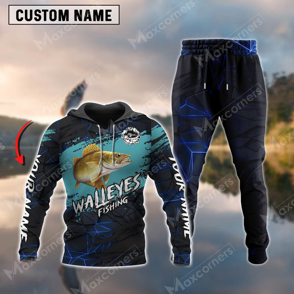 Max Corners Walleyes Fishing Sport Jersey Navy Personalized Name Combo Hoodie & Sweatpant
