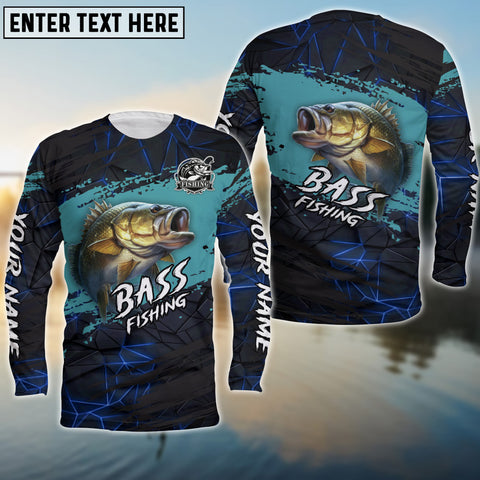 Maxcorners Bass Sport Jersey Navy Personalized Name Long Sweat Shirt