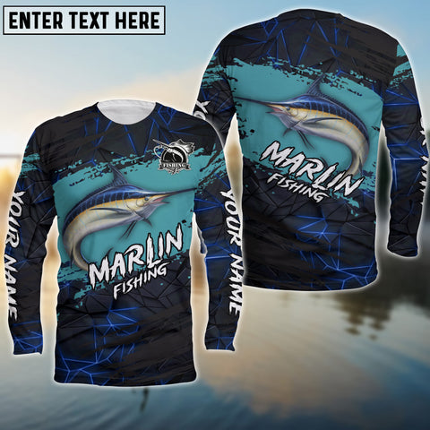 Maxcorners Marlin Sport Jersey Navy Personalized Name Long Sweat Shirt