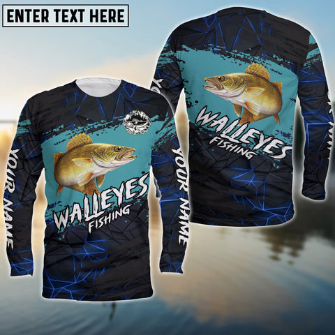 Maxcorners Walleyes Sport Jersey Navy Personalized Name Long Sweat Shirt