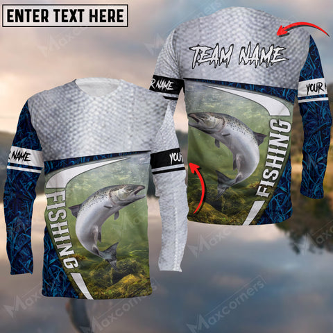 Maxcorners Chinook Fishing Camo Fish Skin Sport Jersey Personalized Name And Team Name Long Sweat Shirt