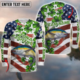 Maxcorners Tuna Irish US Flag Pattern Sport Jersey Personalized Name Long Sweat Shirt