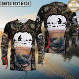 Maxcorners Catfish Fishing Skinfish Camouflage Pattern Sport Custom Name & Team Name 3D Shirts