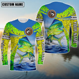 Maxcorners Mahi-Mahi Fishing Skin Fish Sun Protection Custom Name & Team Name 3D Shirts