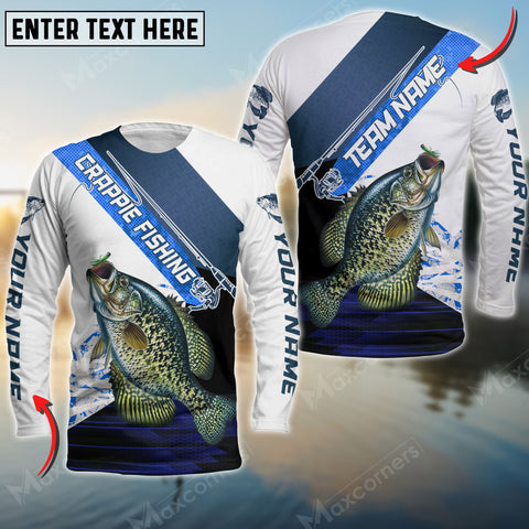 Maxcorners Crappie Fishing Rod Blue Pattern, Crappie Fishing Jerseys Personalized Name And Team Name Long Sweat Shirt