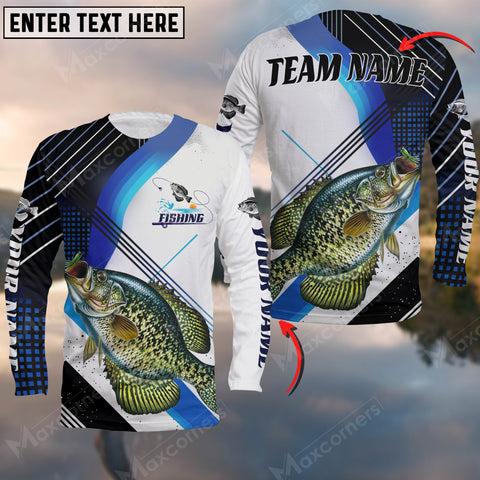 Maxcorners Crappie Fishing Sun Protection Black And White Pattern Personalized Name And Team Name Long Sweat Shirt