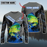 Maxcorners Mahi-Mahi Fishing Blue Water Pro Sport Jersey Sun Protection Personalized Name And Team Name Long Sleeve Shirt